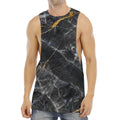 Black Grey Marble Print Men's Muscle Tank Top