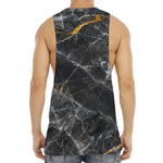 Black Grey Marble Print Men's Muscle Tank Top
