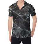 Black Grey Marble Print Men's Shirt