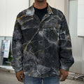 Black Grey Marble Print Men's Shirt Jacket