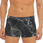 Black Grey Marble Print Men's Short Boxer Briefs
