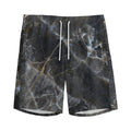 Black Grey Marble Print Men's Athletic Shorts