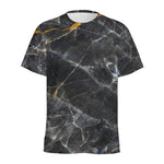 Black Grey Marble Print Men's Sports T-Shirt
