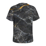Black Grey Marble Print Men's Sports T-Shirt