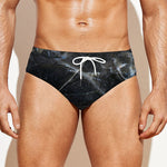 Black Grey Marble Print Men's Swim Briefs
