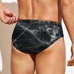 Black Grey Marble Print Men's Swim Briefs