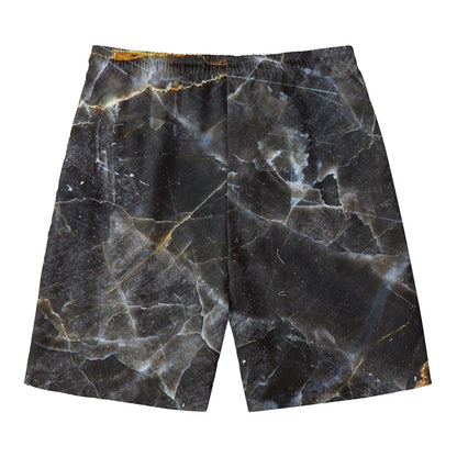 Black Grey Marble Print Men's Swim Trunks