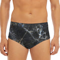 Black Grey Marble Print Men's Triangle Swim Briefs