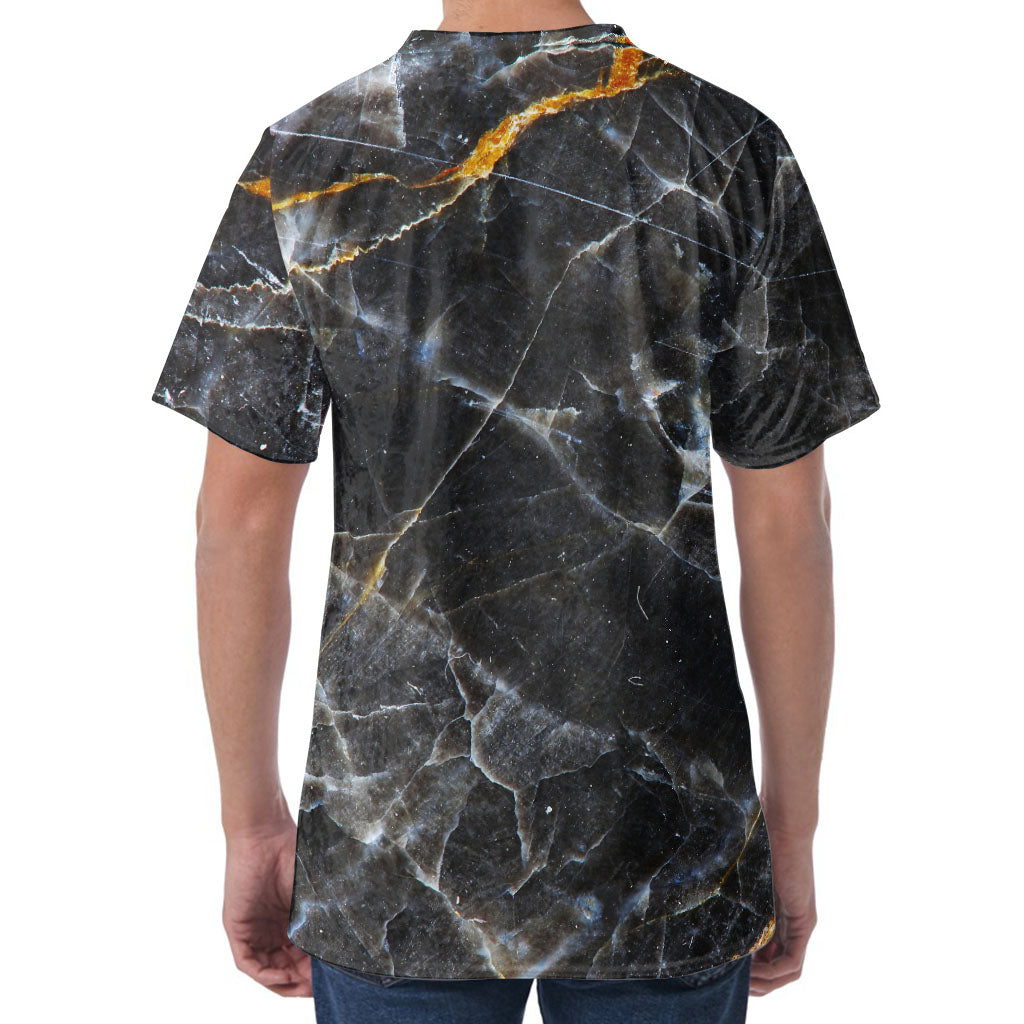 Black Grey Marble Print Men's Velvet T-Shirt
