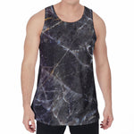 Black Grey Marble Print Men's Velvet Tank Top