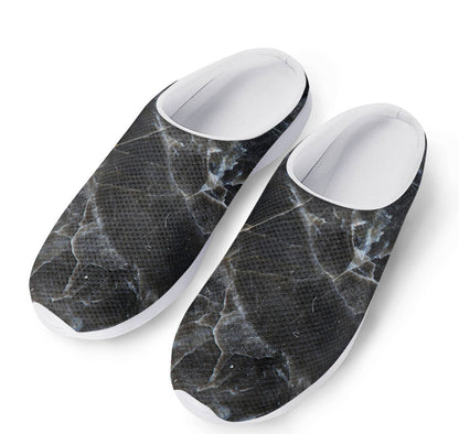 Black Grey Marble Print Mesh Casual Shoes