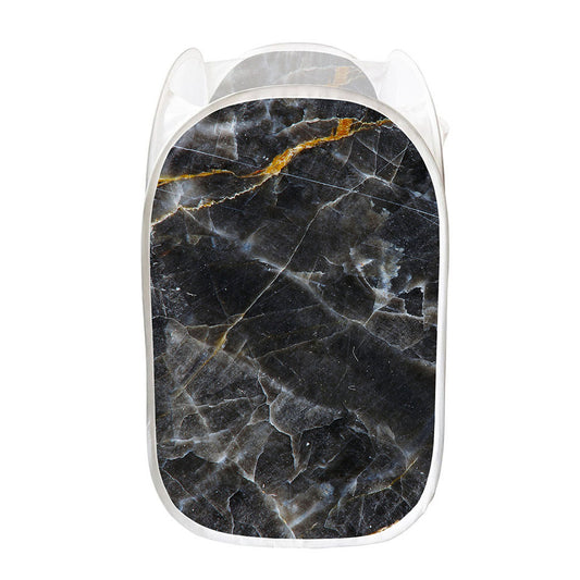 Black Grey Marble Print Mesh Laundry Hamper