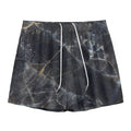 Black Grey Marble Print Mesh Shorts