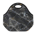 Black Grey Marble Print Neoprene Lunch Bag