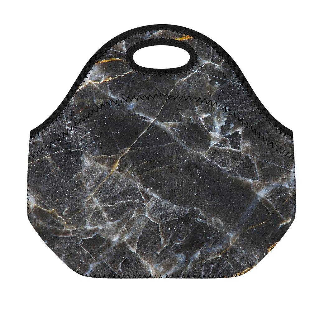 Black Grey Marble Print Neoprene Lunch Bag