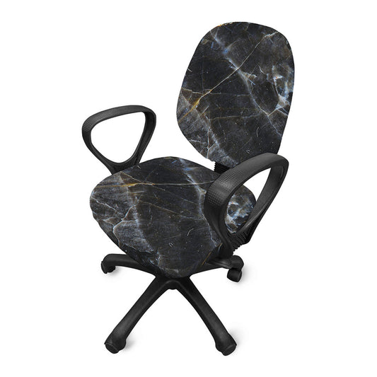 Black Grey Marble Print Office Chair Cover