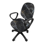 Black Grey Marble Print Office Chair Cover