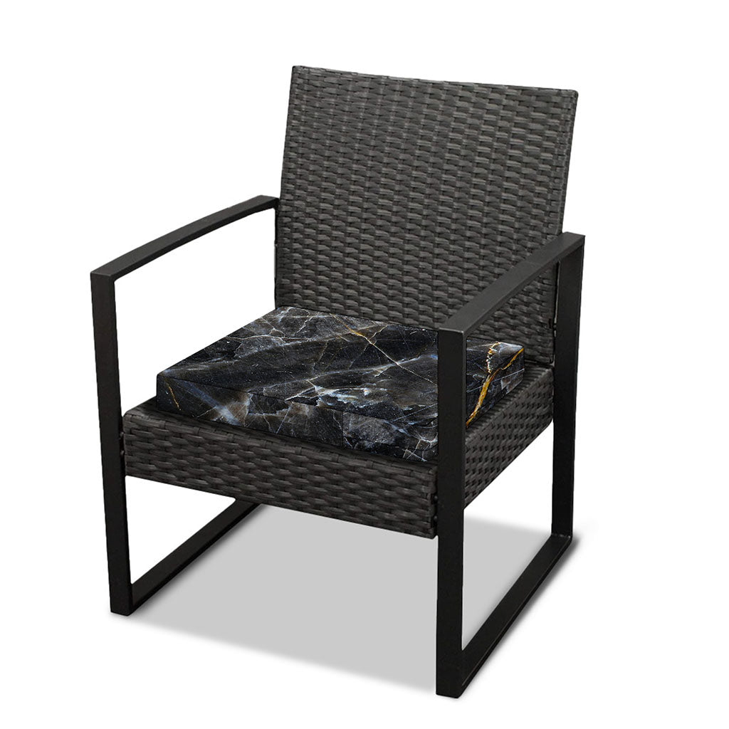Black Grey Marble Print Outdoor Seat Cushion Cover