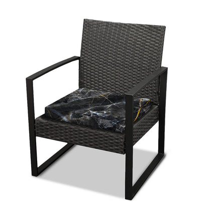 Black Grey Marble Print Outdoor Seat Cushion Cover