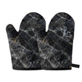 Black Grey Marble Print Oven Mitts