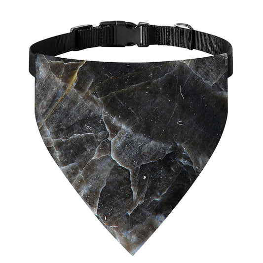 Black Grey Marble Print Over The Collar Dog Bandana