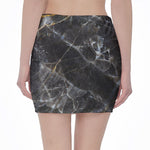 Black Grey Marble Print Pencil Mini Skirt