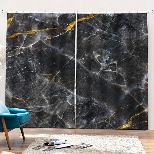 Black Grey Marble Print Pencil Pleat Curtains