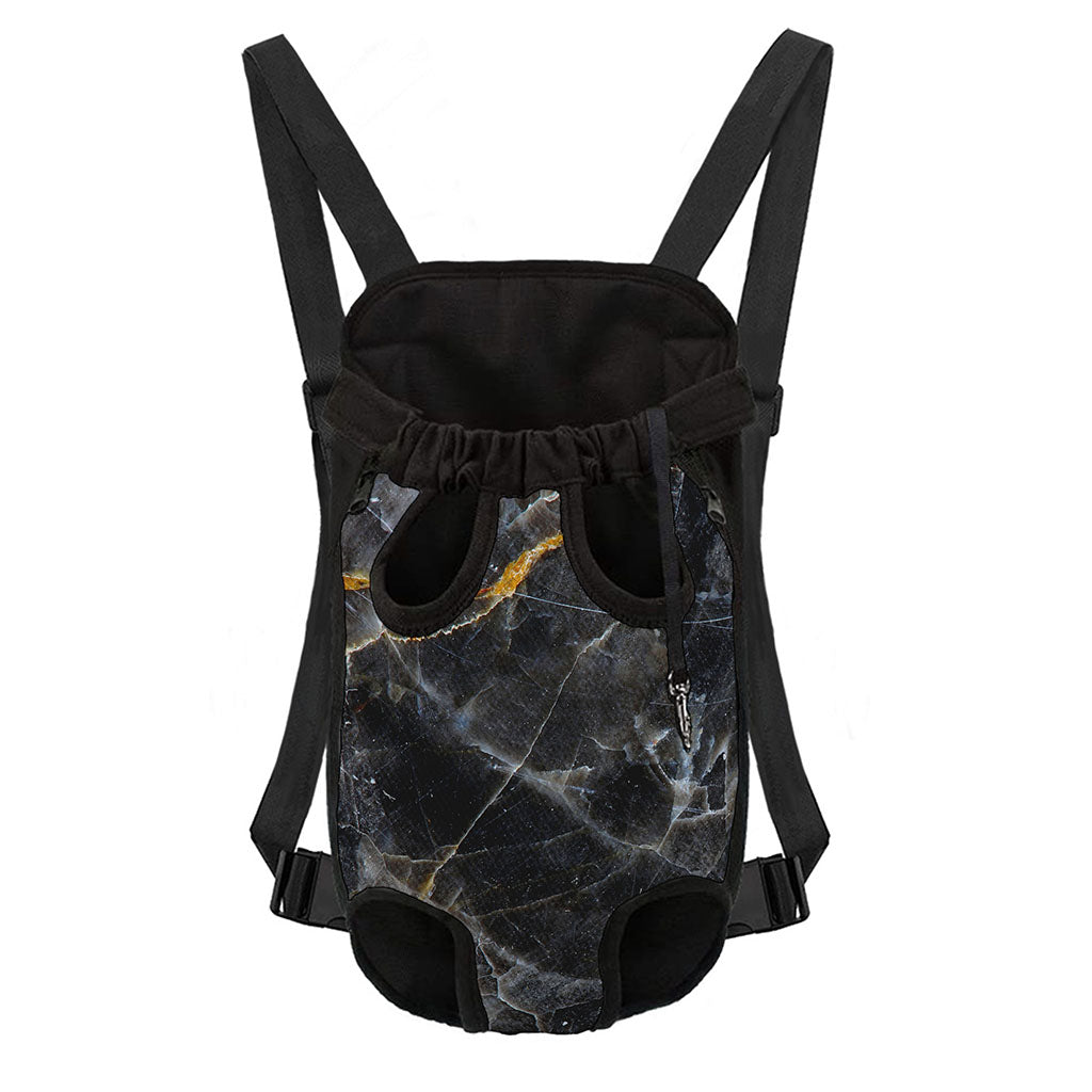 Black Grey Marble Print Pet Carrier Backpack