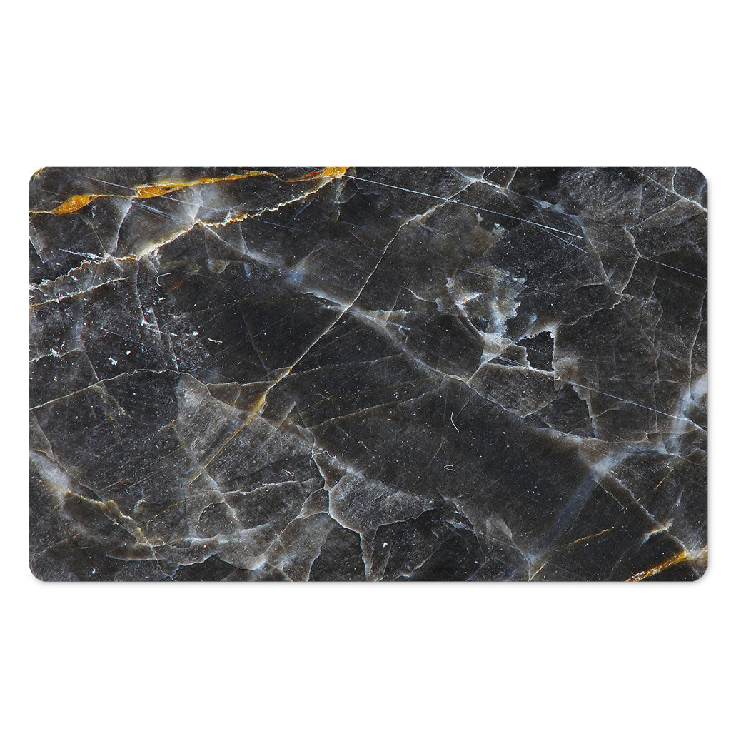 Black Grey Marble Print Polyester Doormat
