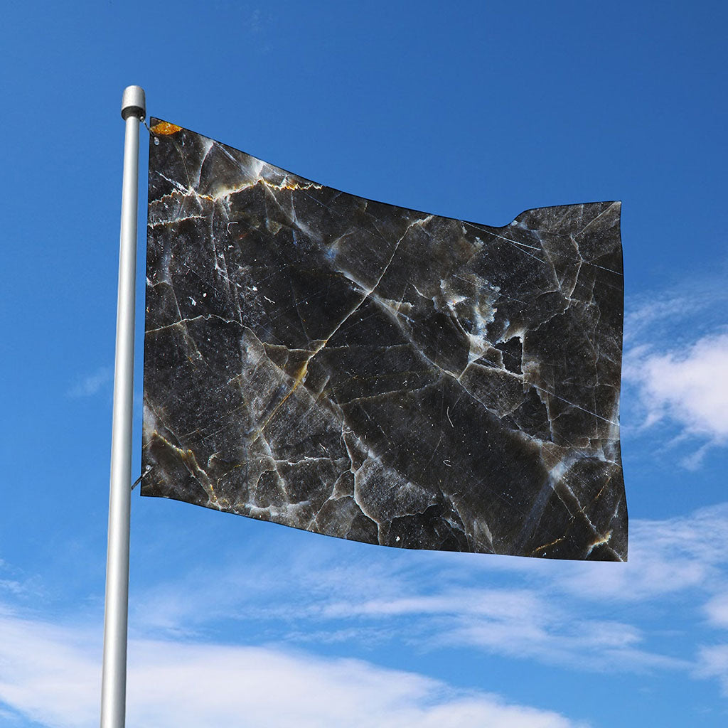 Black Grey Marble Print Polyester Flag