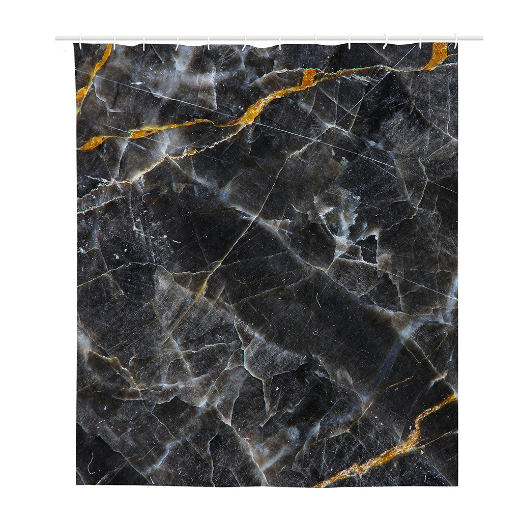 Black Grey Marble Print Polyester Shower Curtain
