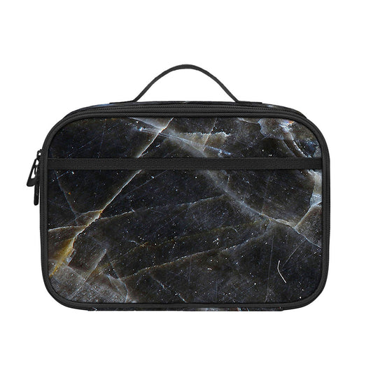 Black Grey Marble Print Portable Lunch Bag