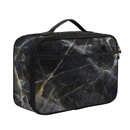 Black Grey Marble Print Portable Lunch Bag
