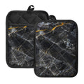 Black Grey Marble Print Pot Holders With Pocket