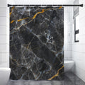 Black Grey Marble Print Premium Shower Curtain