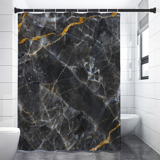 Black Grey Marble Print Premium Shower Curtain