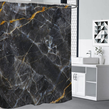 Black Grey Marble Print Premium Shower Curtain