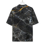 Black Grey Marble Print Rayon Hawaiian Shirt