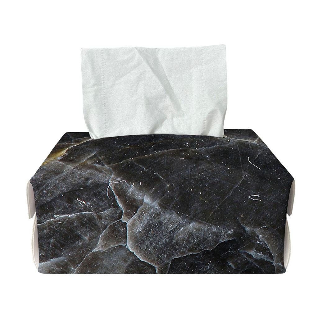Black Grey Marble Print Rectangle Tissue Box Cover