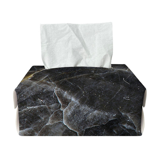 Black Grey Marble Print Rectangle Tissue Box Cover
