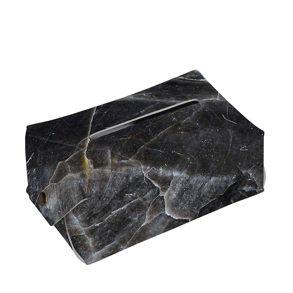 Black Grey Marble Print Rectangle Tissue Box Cover