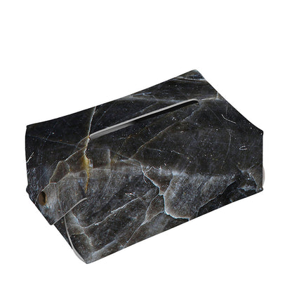 Black Grey Marble Print Rectangle Tissue Box Cover