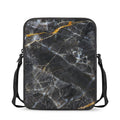 Black Grey Marble Print Rectangular Crossbody Bag
