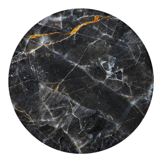 Black Grey Marble Print Round Blanket