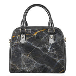 Black Grey Marble Print Shoulder Handbag