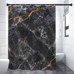 Black Grey Marble Print Shower Curtain