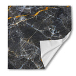 Black Grey Marble Print Silk Bandana