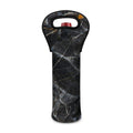 Black Grey Marble Print Single Neoprene Wine Tote