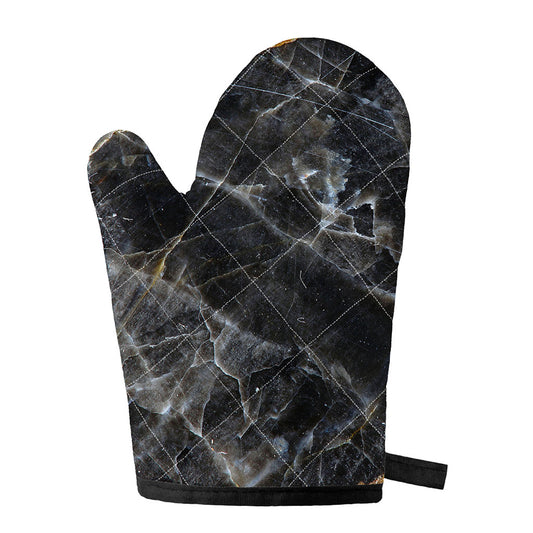 Black Grey Marble Print Single Oven Mitt