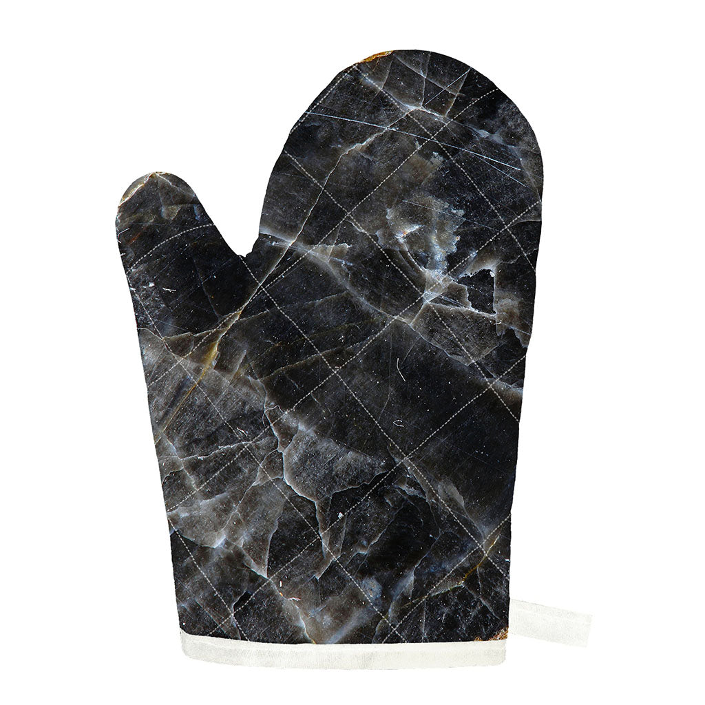 Black Grey Marble Print Single Oven Mitt